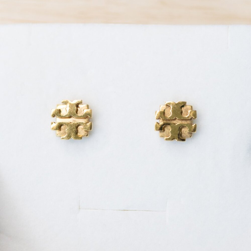 Tory Burch KIRA  Gold Logo Stud Earrings